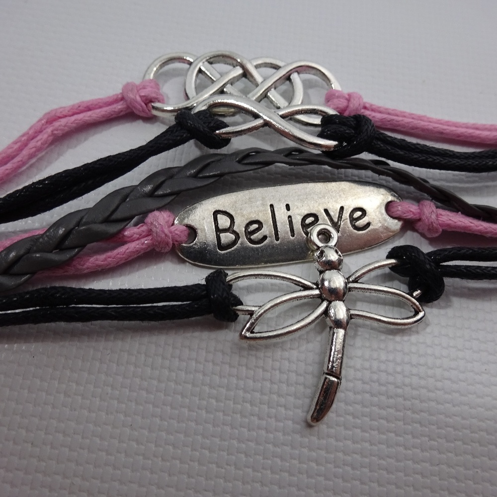 DragonflyBelieve Friendship Leather Charm Bracelet - Picture 1 of 4